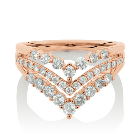 Three Row Chevron Ring with 3/4 Carat TW of Diamonds in 10kt Rose Gold Three Row Chevron Ring with 3/4 Carat TW of Diamonds in 10kt Rose Gold