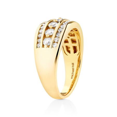 Three Row Ring with 1 Carat TW of Diamond in 10kt Yellow Gold Three Row Ring with 1 Carat TW of Diamond in 10kt Yellow Gold