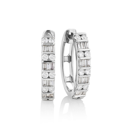 Huggie Earrings with 0.50 Carat TW of Diamonds in 10kt White Gold Huggie Earrings with 0.50 Carat TW of Diamonds in 10kt White Gold