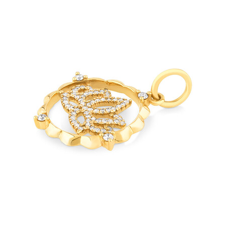 Lotus Motif Pendant with 0.15 Carat of Diamonds in 10kt Yellow Gold Lotus Motif Pendant with 0.15 Carat of Diamonds in 10kt Yellow Gold