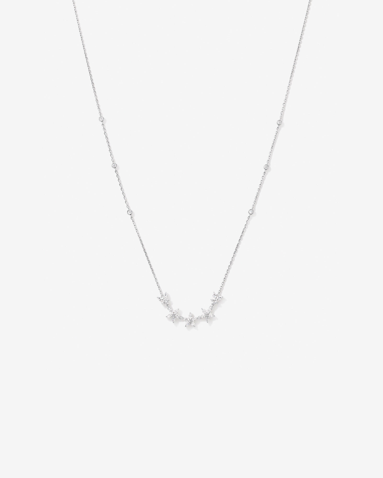 Collier floral 50 cm (19,6 po) avec zircone cubique en argent sterling