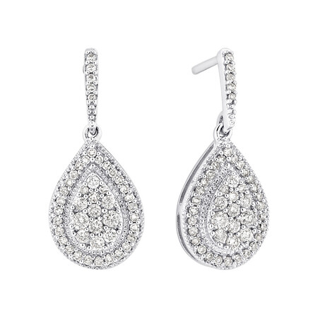 Drop Earrings with 1/2 Carat TW of Diamonds in 10kt White Gold Drop Earrings with 1/2 Carat TW of Diamonds in 10kt White Gold