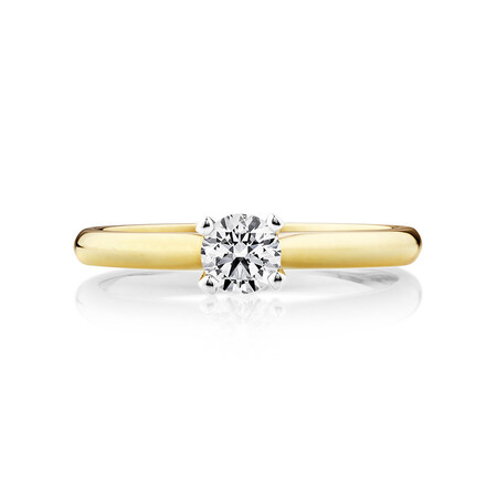 Certified Solitaire Engagement Ring with a 0.34 Carat TW Diamond in 14kt Yellow & White Gold Certified Solitaire Engagement Ring with a 0.34 Carat TW Diamond in 14kt Yellow & White Gold