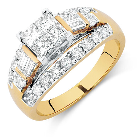 Engagement Ring with 1 3/4 Carat TW of Diamonds in 14kt Yellow & White Gold Engagement Ring with 1 3/4 Carat TW of Diamonds in 14kt Yellow & White Gold