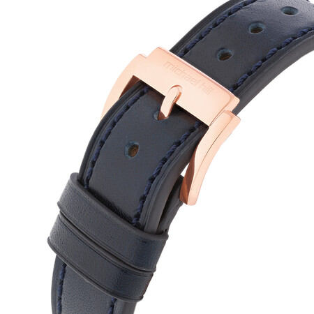 Michael Hill Automatic Skeleton Watch In Rose Tone Stainless Steel And Leather Michael Hill Automatic Skeleton Watch In Rose Tone Stainless Steel And Leather