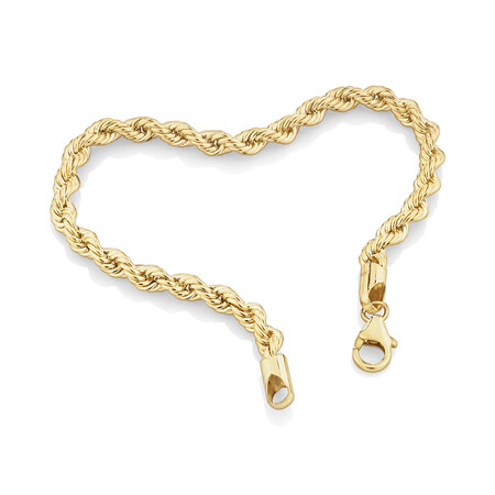 19cm (7.5") 4mm-4.5mm Width Rope Bracelet in 10kt Yellow Gold 19cm (7.5") 4mm-4.5mm Width Rope Bracelet in 10kt Yellow Gold