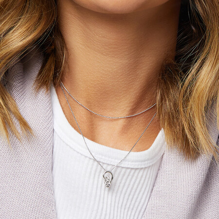 Mini Knots Necklace With Diamonds In Sterling Silver Mini Knots Necklace With Diamonds In Sterling Silver