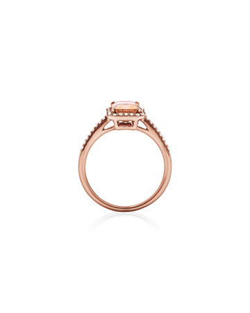 Halo Ring with Morganite & 0.22 Carat TW of Diamonds in 10kt Rose Gold Halo Ring with Morganite & 0.22 Carat TW of Diamonds in 10kt Rose Gold