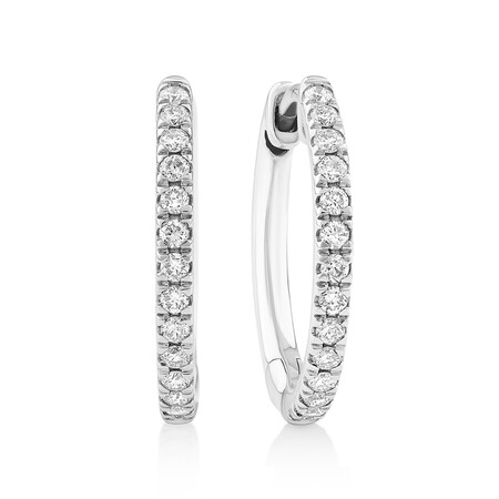 Pave Hoop Earrings with 0.15 Carat TW Diamonds in 10kt White Gold Pave Hoop Earrings with 0.15 Carat TW Diamonds in 10kt White Gold