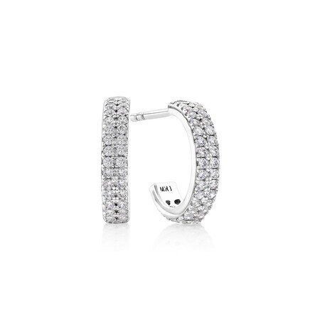 Half Hoops with Cubic Zirconia in Sterling Silver