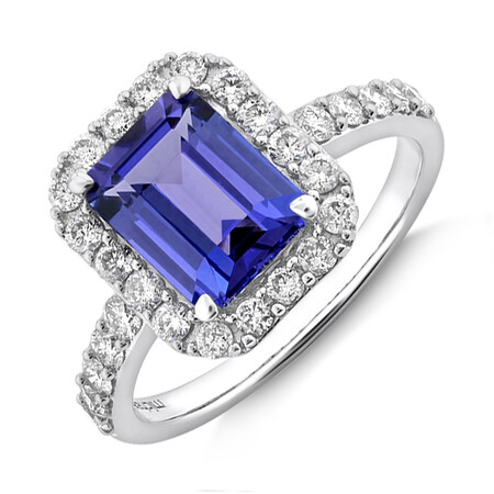 Ring with Tanzanite & 0.75 Carat TW of Diamonds in 14kt White Gold