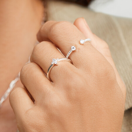 Open Ring with Cubic Zirconia in Sterling Silver Open Ring with Cubic Zirconia in Sterling Silver