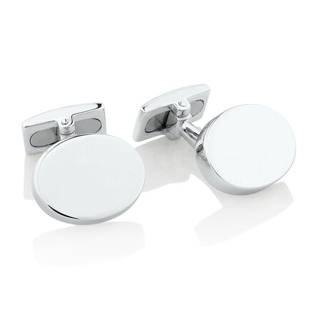 Sterling Silver Oval Engraved Cufflinks