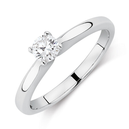 Certified Solitaire Engagement Ring with a 0.34 Carat TW Diamond in 14kt White Gold