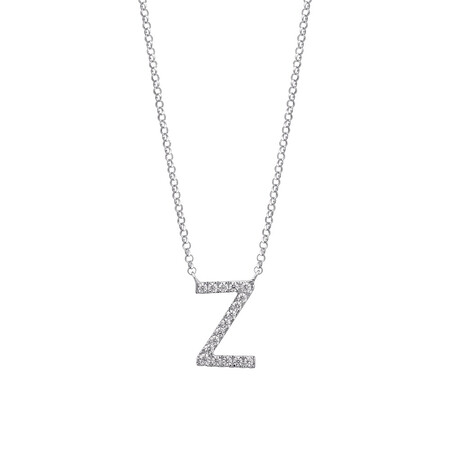 "Z" Initial necklace with 0.10 Carat TW of Diamonds in 10kt White Gold