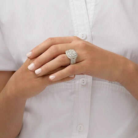 Cluster Halo Ring with 4 Carat TW of Diamonds in 10kt White Gold Cluster Halo Ring with 4 Carat TW of Diamonds in 10kt White Gold