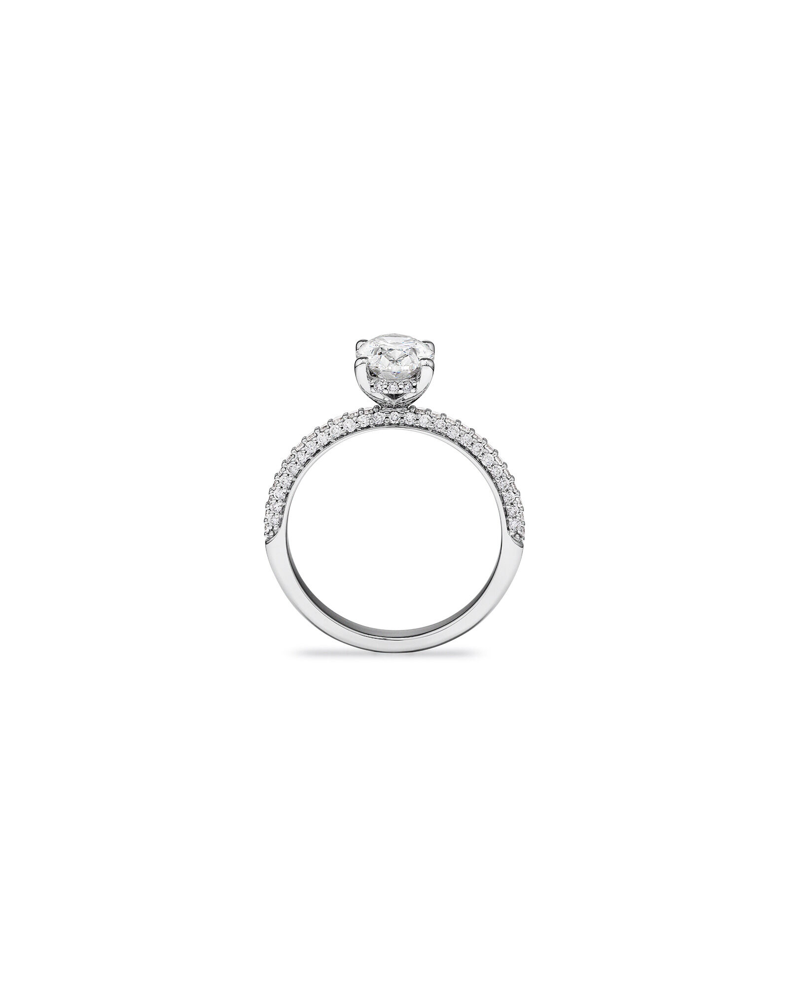 1.95 Carat TW Oval Cut Laboratory-Grown Diamond Solitaire Side Accent Engagement Ring in 14kt Gold
