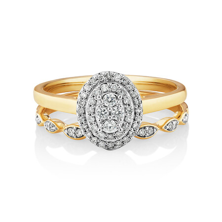Evermore Double Halo Bridal Set with 0.25 Carat TW of Diamonds in 10kt Yellow & White Gold Evermore Double Halo Bridal Set with 0.25 Carat TW of Diamonds in 10kt Yellow & White Gold