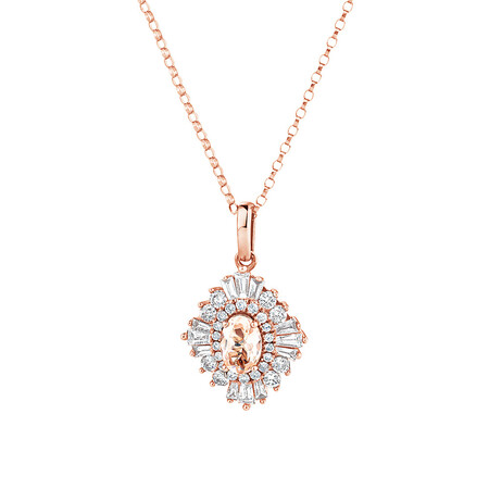 Ballerina Pendant with Morganite & 0.50 Carat TW Of Diamonds in 10kt Rose Gold Ballerina Pendant with Morganite & 0.50 Carat TW Of Diamonds in 10kt Rose Gold