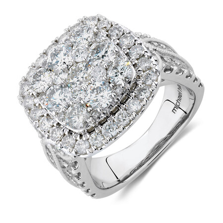Cluster Halo Ring with 4 Carat TW of Diamonds in 10kt White Gold Cluster Halo Ring with 4 Carat TW of Diamonds in 10kt White Gold