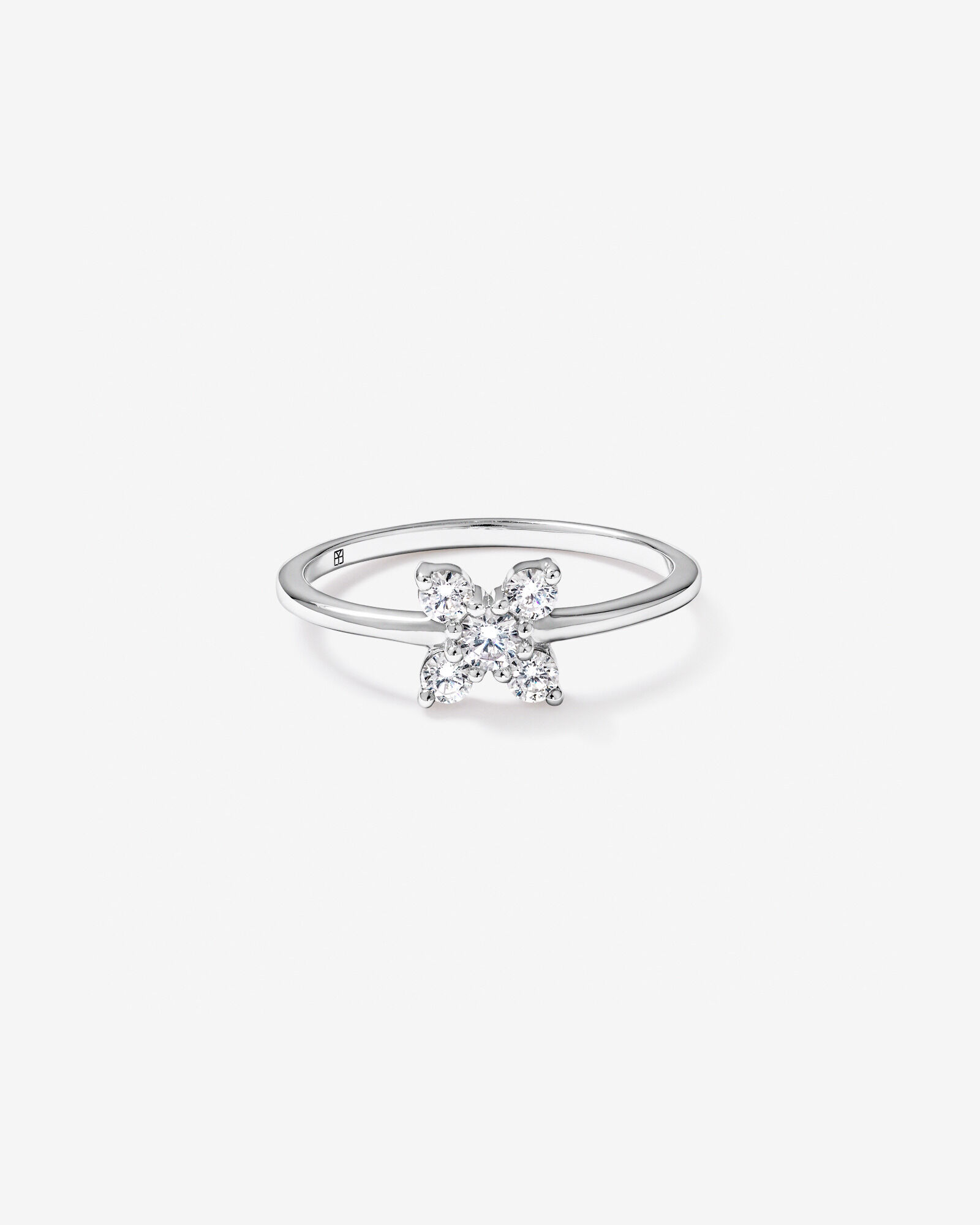 Cubic Zirconia Floral Ring Sterling Silver