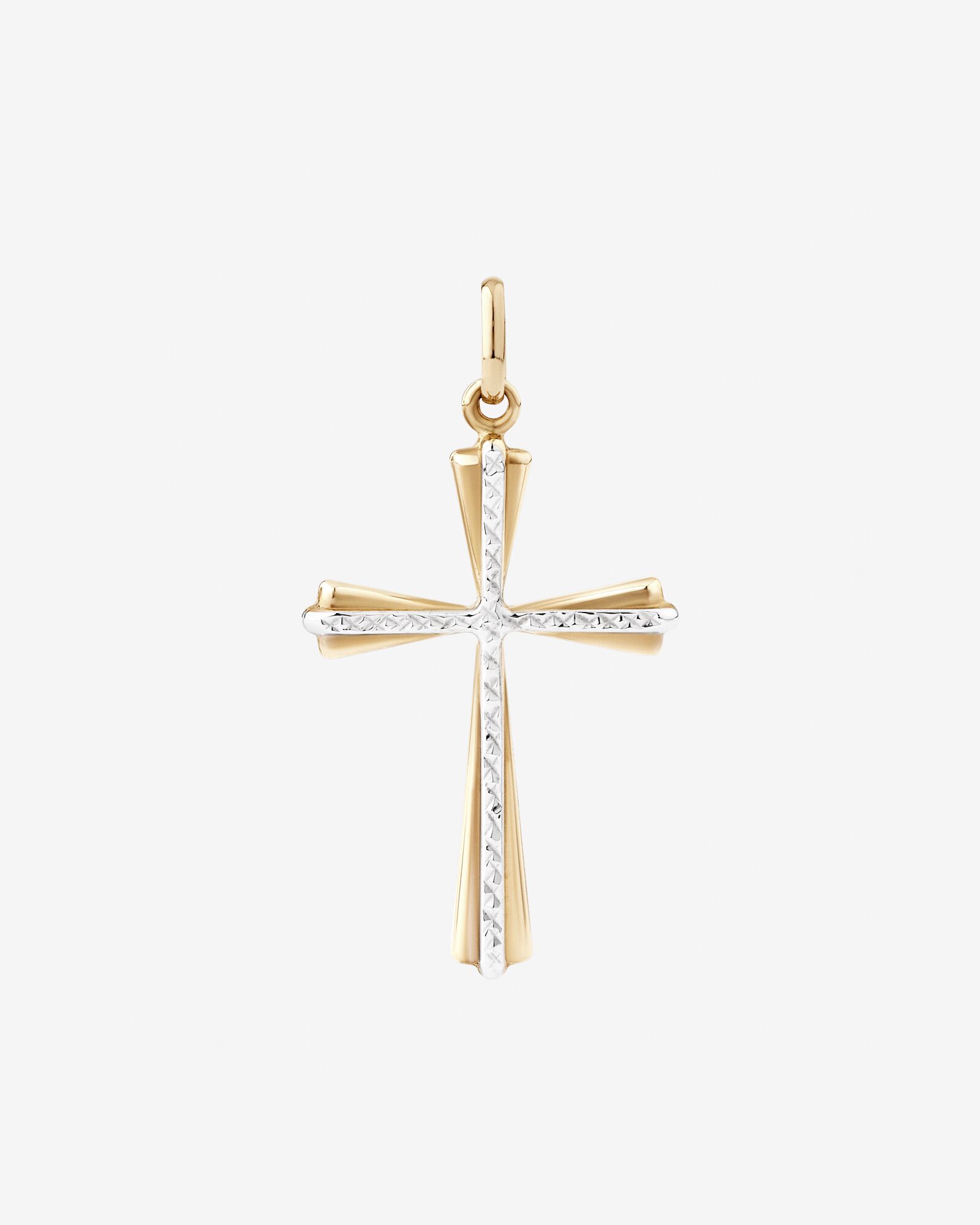 Cross Pendant in 10kt Yellow & White Gold