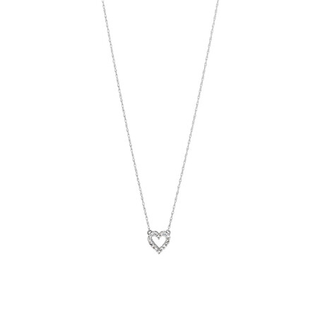 Heart Pendant with Diamonds in 10kt White Gold