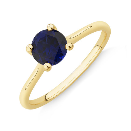 Ring with Laboratory Created Sapphire in 10kt Yellow Gold Ring with Laboratory Created Sapphire in 10kt Yellow Gold