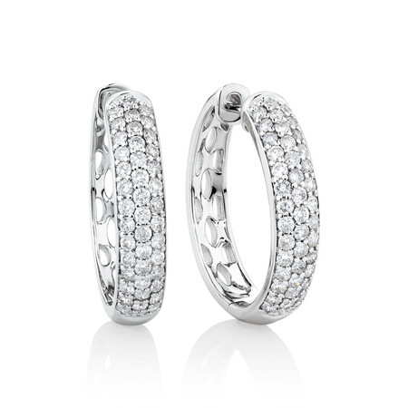 Huggie Earrings With 0.80 Carat TW Of Diamonds In 10kt White Gold Huggie Earrings With 0.80 Carat TW Of Diamonds In 10kt White Gold