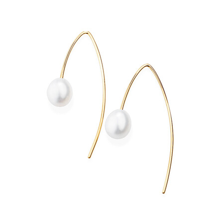 Drop Earrings with Cultured Freshwater Pearls in 10kt Yellow Gold