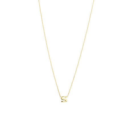 "S" Initial Necklace in 10kt Yellow Gold