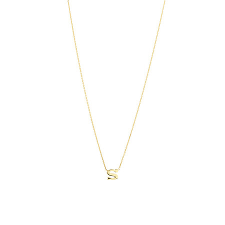 "S" Initial Necklace in 10kt Yellow Gold "S" Initial Necklace in 10kt Yellow Gold