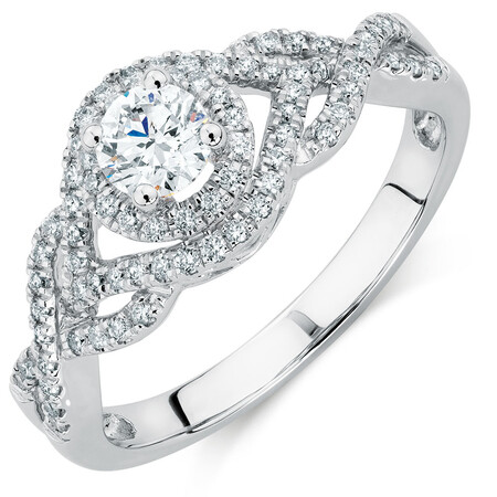 Engagement Ring with 0.65 Carat TW of Diamonds in 14kt White Gold Engagement Ring with 0.65 Carat TW of Diamonds in 14kt White Gold