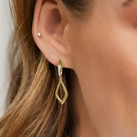 Drop Earrings in 0.10 Carat TW of Diamonds in 10kt Yellow Gold Drop Earrings in 0.10 Carat TW of Diamonds in 10kt Yellow Gold