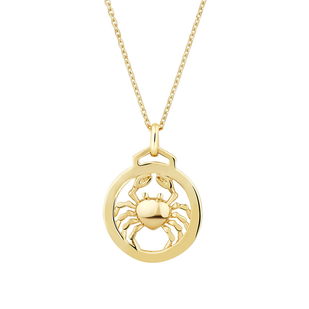 Cancer Zodiac Necklace in 10kt Yellow Gold