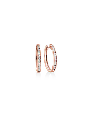 Huggie Earrings with 0.50 Carat TW of Diamonds in 10kt Rose Gold Huggie Earrings with 0.50 Carat TW of Diamonds in 10kt Rose Gold