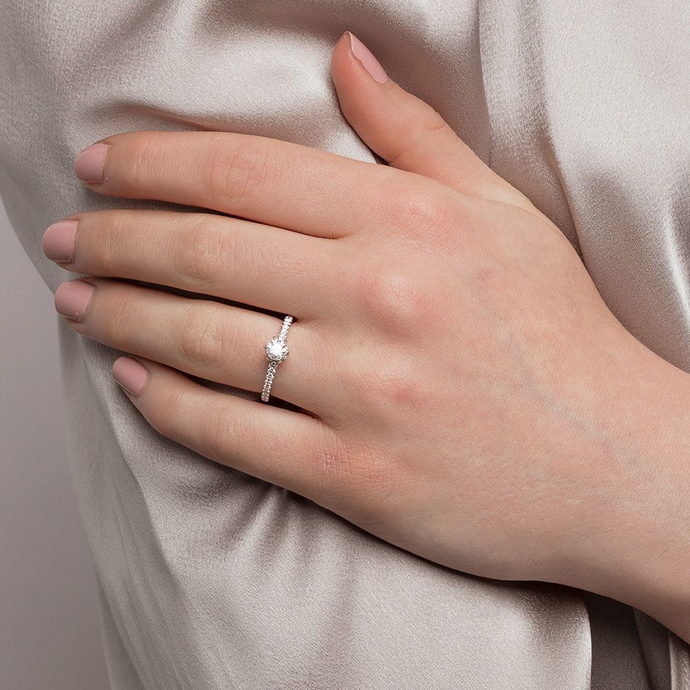 Sir Michael Hill Designer Engagement Ring With 0.70 Carat TW Of Diamonds In 14ct White & Rose Gold