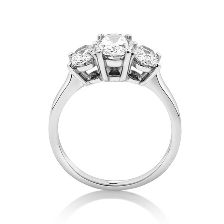 Laboratory-Created 2 Carat Three Stone Oval Diamond Ring In 14kt White Gold Laboratory-Created 2 Carat Three Stone Oval Diamond Ring In 14kt White Gold