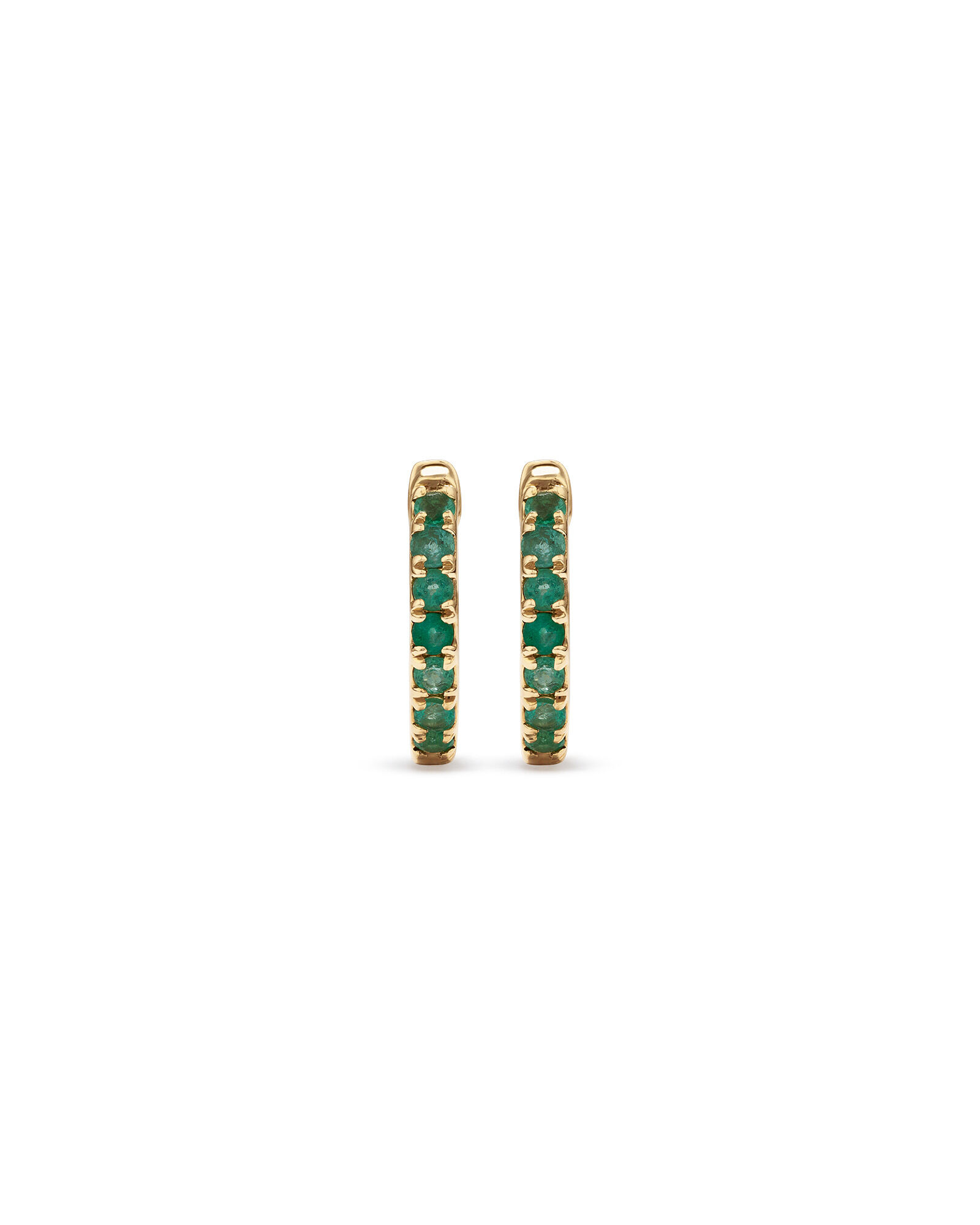 Boucles d'oreilles Huggie avec émeraude en or jaune 10 carats