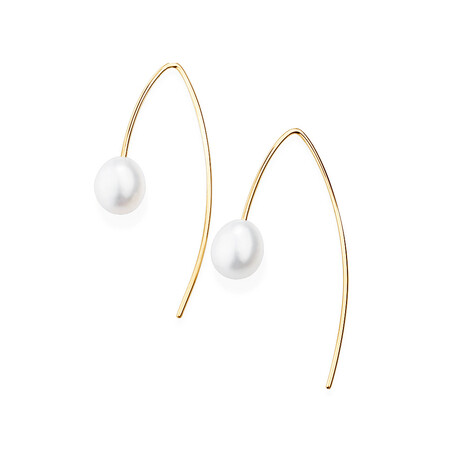 Drop Earrings with Cultured Freshwater Pearls in 10kt Yellow Gold Drop Earrings with Cultured Freshwater Pearls in 10kt Yellow Gold