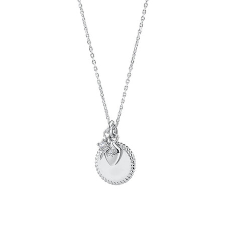 Round Drop Pendant with Cubic Zirconia in Sterling Silver