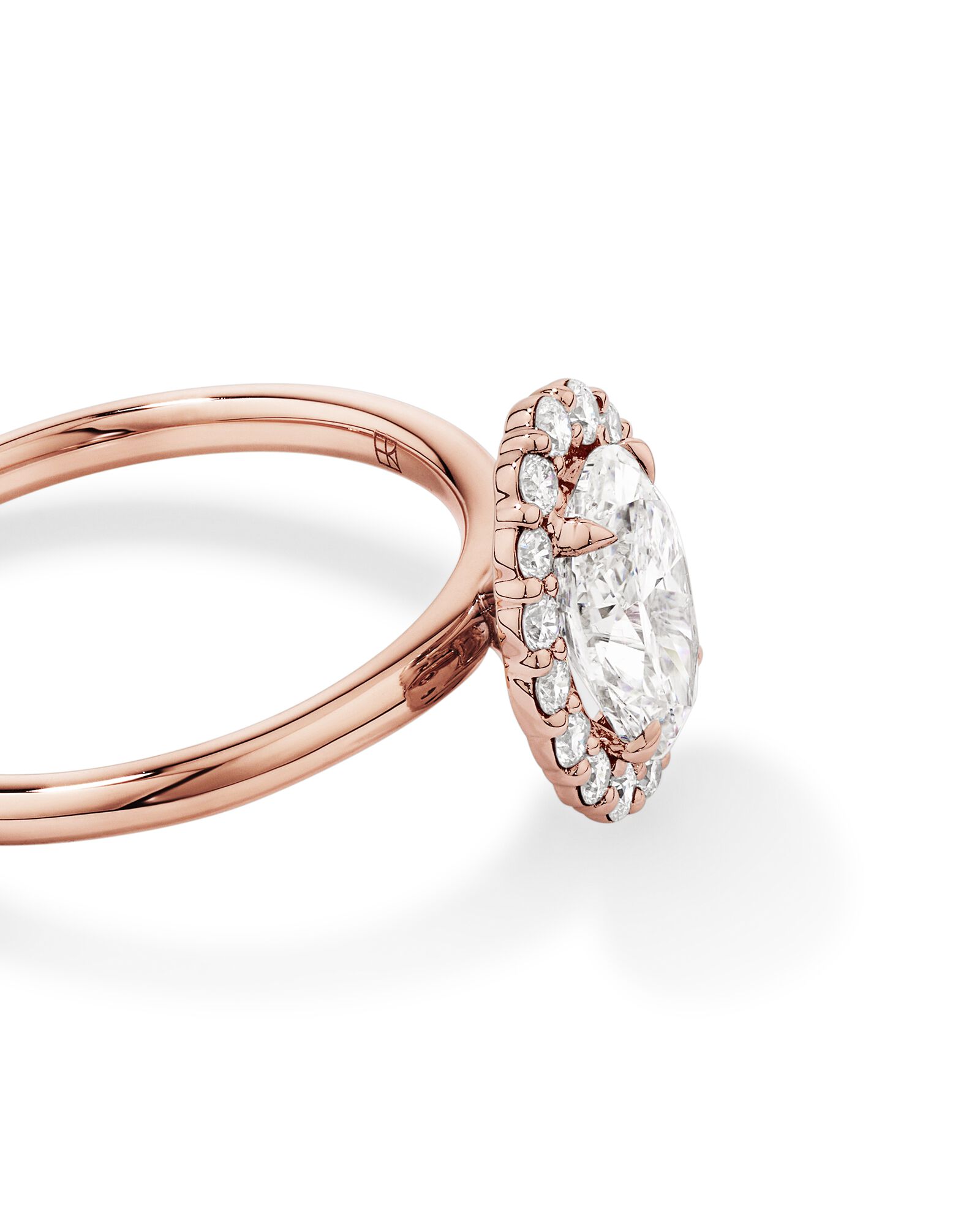 Carat TW Oval Cut Laboratory-Grown Diamond Halo Engagement Ring in 14kt Rose Gold