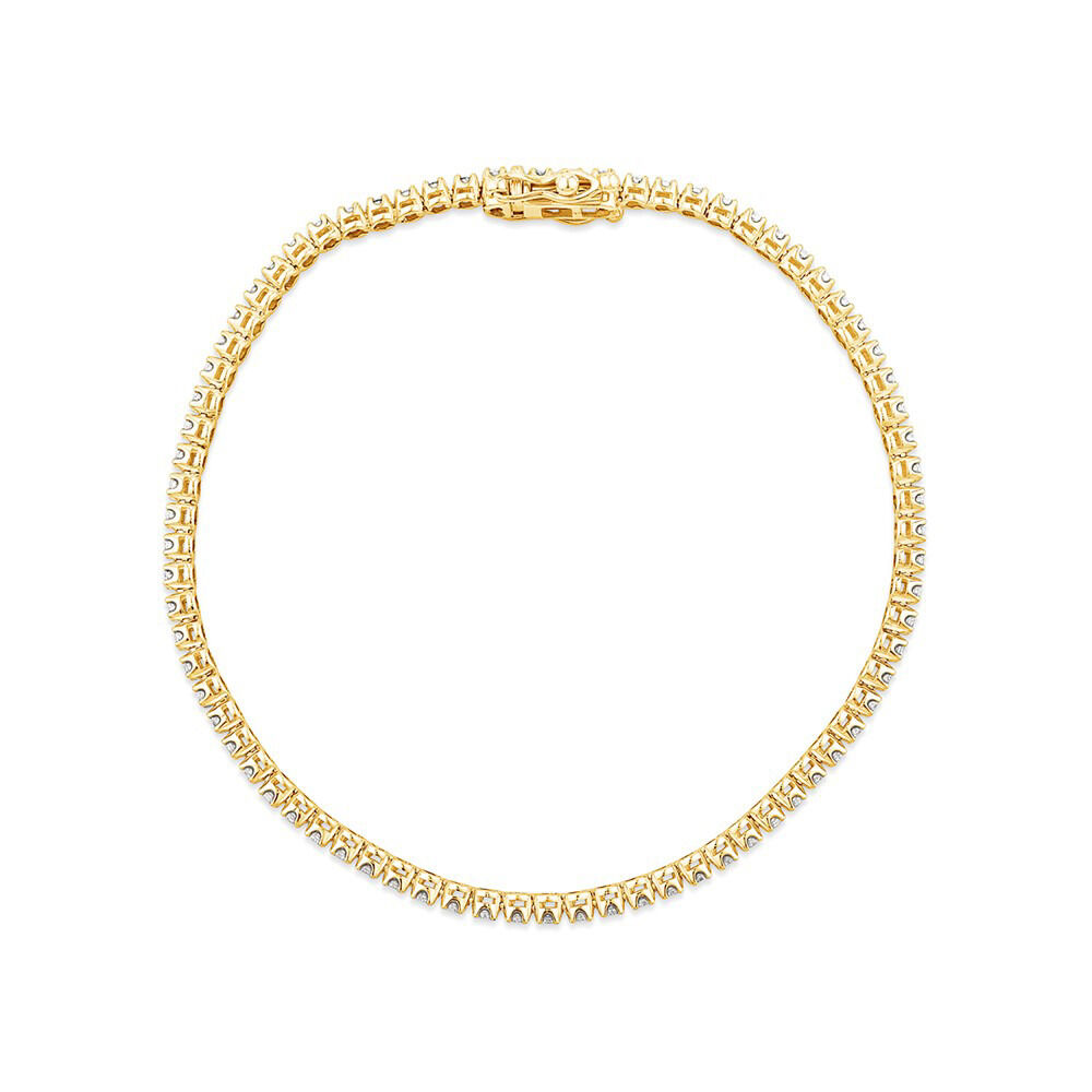 0.90 Carat TW Laboratory-Grown Diamond Tennis Bracelet 10kt Yellow Gold