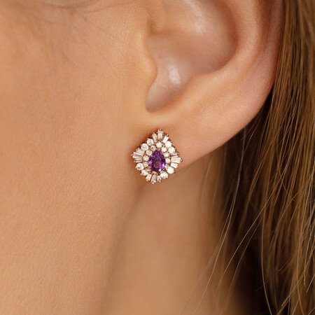 Ballerina Earrings with Amethyst & 0.50 Carat TW of Diamonds in 10kt Rose Gold Ballerina Earrings with Amethyst & 0.50 Carat TW of Diamonds in 10kt Rose Gold