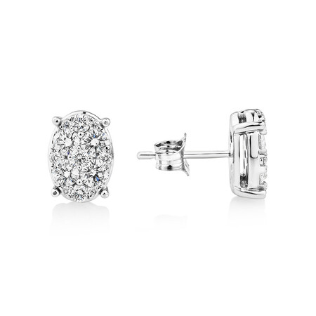 Oval Cluster Earrings with 1.0 Carat TW of Diamonds in 10kt White Gold Oval Cluster Earrings with 1.0 Carat TW of Diamonds in 10kt White Gold