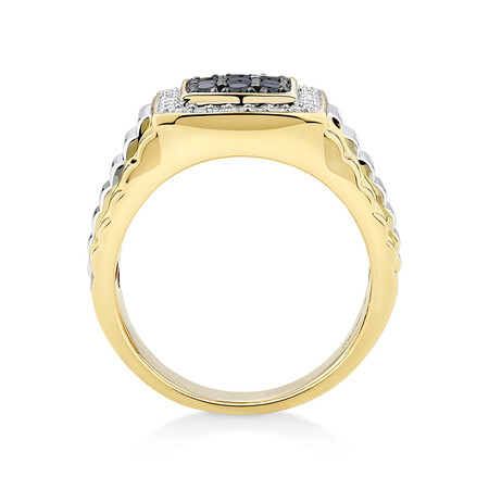 Men's Ring with 3/4 Carat TW of White & Enhanced Black Diamonds in 10kt Yellow & White Gold Men's Ring with 3/4 Carat TW of White & Enhanced Black Diamonds in 10kt Yellow & White Gold