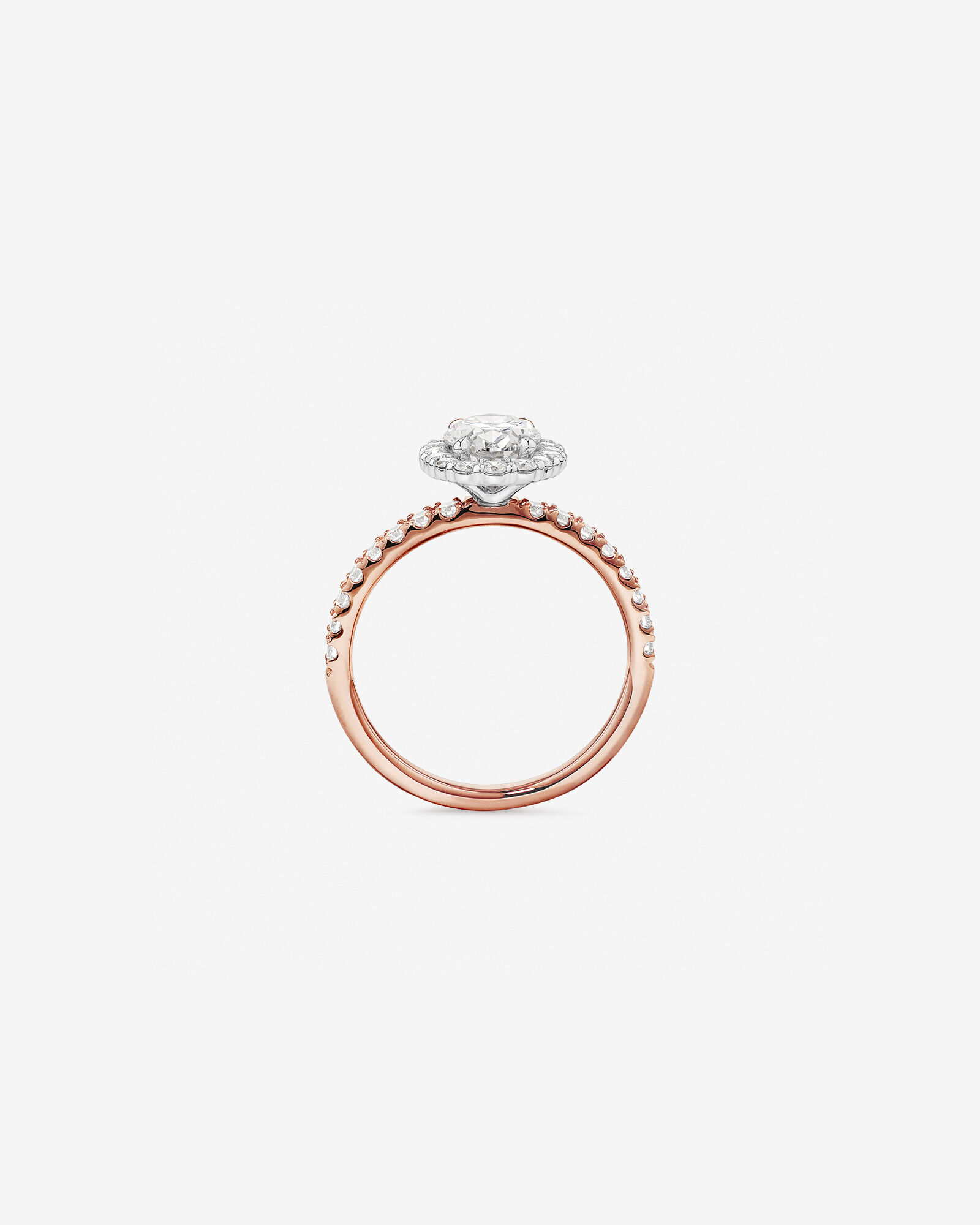 1.78 Carat TW Oval Laboratory-Grown Diamond Halo Engagement Ring in 14kt Rose and White Gold