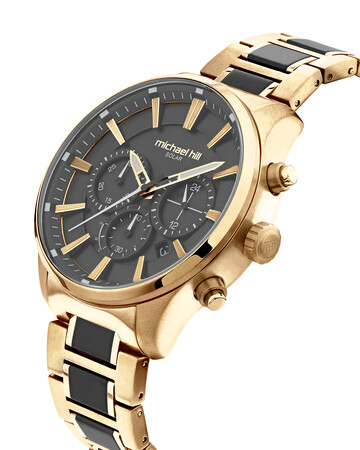 Solar Powered Men's Watch with Gold and Black Tone in Stainless Steel Solar Powered Men's Watch with Gold and Black Tone in Stainless Steel