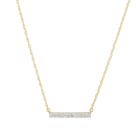 Bar Necklace with 0.10 Carat TW of Diamonds in 10kt Yellow Gold Bar Necklace with 0.10 Carat TW of Diamonds in 10kt Yellow Gold