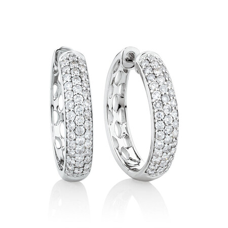 Huggie Earrings With 0.80 Carat TW Of Diamonds In 10kt White Gold